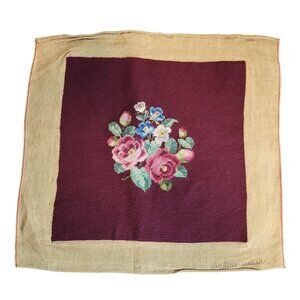 Hiawatha Heirloom French Floral Needlepoint Pillow or Chair Cover Flowers Design